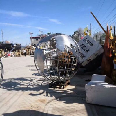 不锈钢地球仪雕塑 镂空地球仪雕塑 城市广场景观雕塑厂家制作